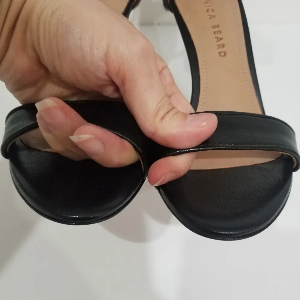NWOT Veronica Beard Leopard Black Leather Heels